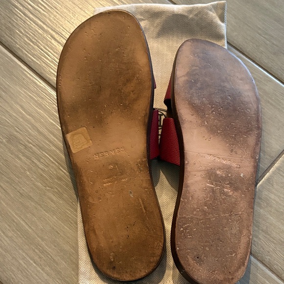 Hermès Burgundy Slide Sandals